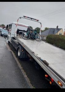 Police shared images of the bike being loaded onto a large recovery truck, noting the unusual nature of the case