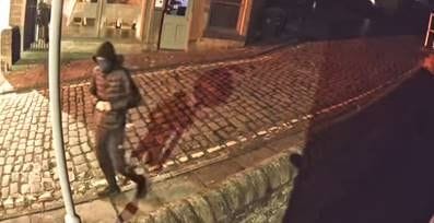 Suspect seen in CCTV footage just before obscuring the lens with spray paint in Chapel-en-le-Frith. Suspect seen in CCTV footage just before obscuring the lens with spray paint in Chapel-en-le-Frith.