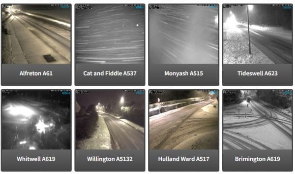 Roads closed due to snow: Images show snow falling across Derbyshire on Tuesday, November 19