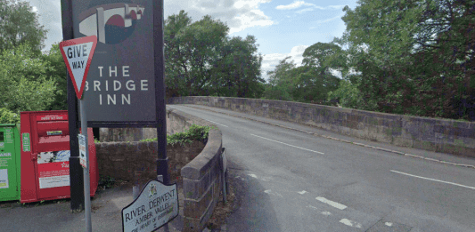 Makeney Road Duffield Bridge, has been closed after suspected military weapons were found inriver derwent