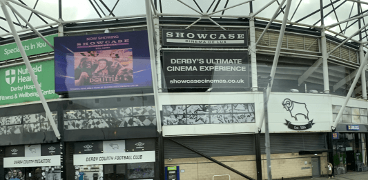 A stunning view of Pride Park Stadium, where Derby County fans gather to cheer on their team.