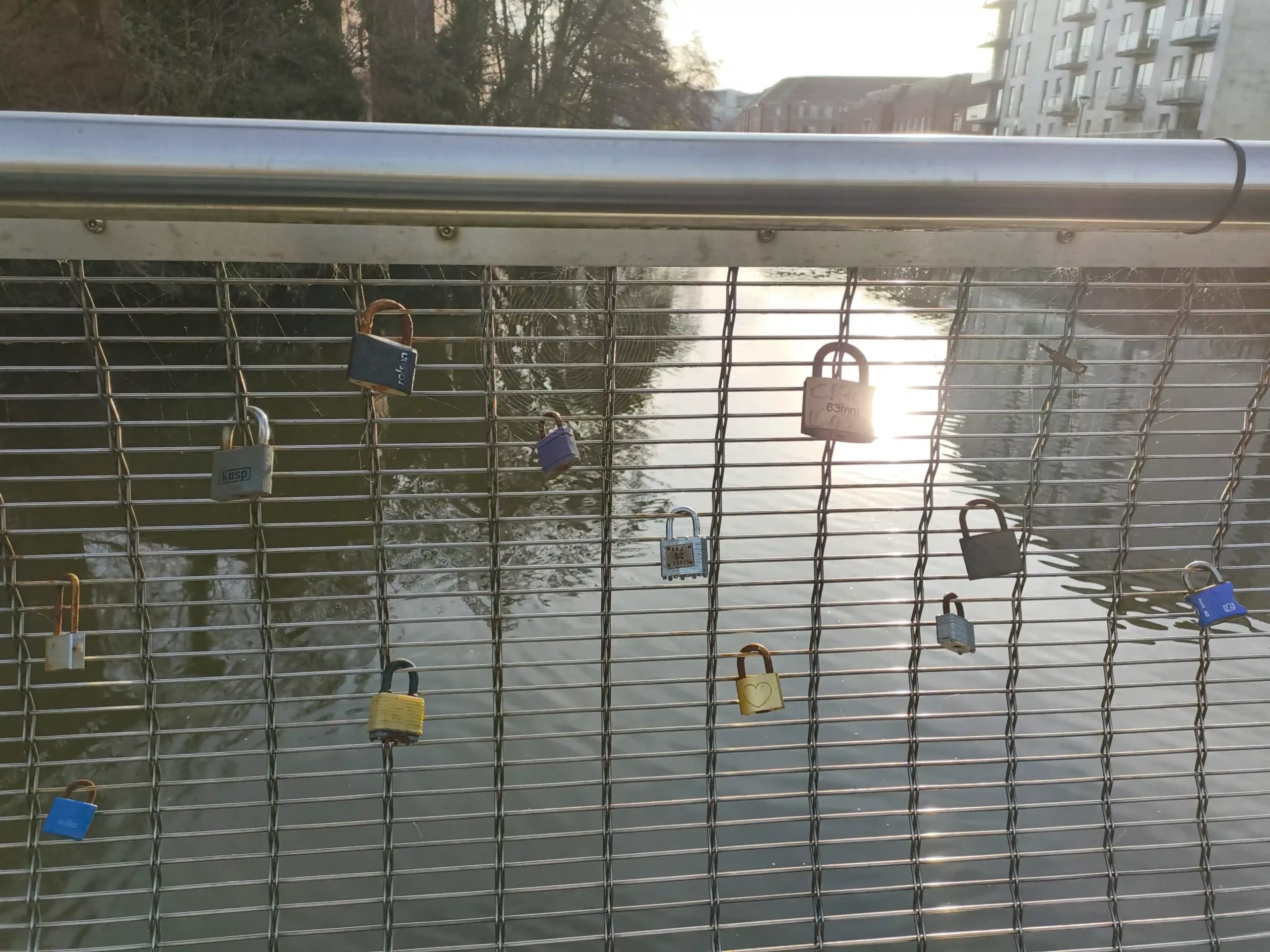 A sea of love locks on the Cathedral Green Footbridge, creating a visual display of commitment in Derby. A sea of love locks on the Cathedral Green Footbridge, creating a visual display of commitment in Derby.