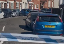 Police insist knife crime below average as Derby rocked by 3rd stabbing in days The car which was smashed up in the huge streetfight