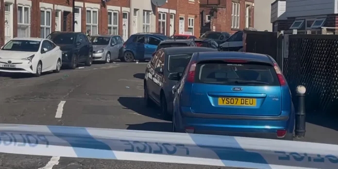 The car which was smashed up in the huge streetfight