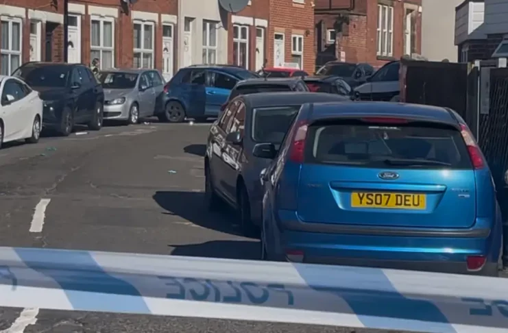The car which was smashed up in the huge streetfight